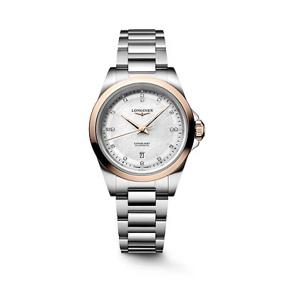 Conquest Automatic 30 mm Stainless Steel and Rose Gold Cap with Diamond