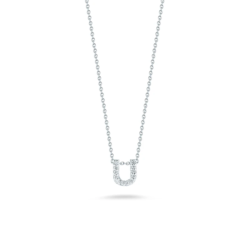 Tiny Treasures Love Letter U White Gold and Diamond Pendant