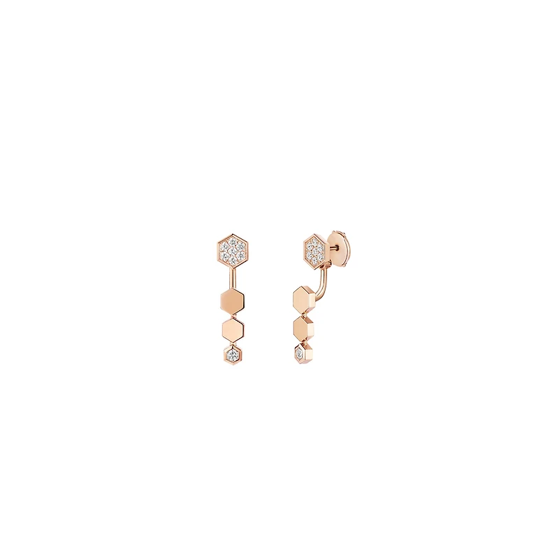 Bee De Chaumet Rose Gold and Diamond Drop Earrings
