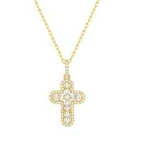 Diamond Cross Pendant in Yellow Gold