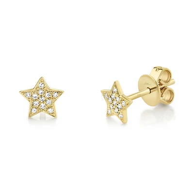 Kate Yellow Gold and Diamond Pavé Star Earrings