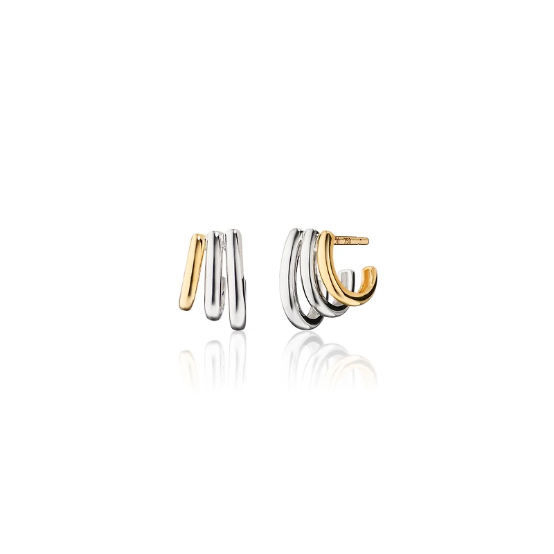Rings of Saturn Silver and Yellow Gold Hoop Earrings