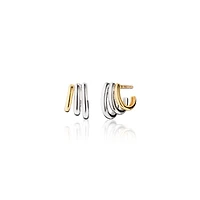 Rings of Saturn Silver and Yellow Gold Hoop Earrings