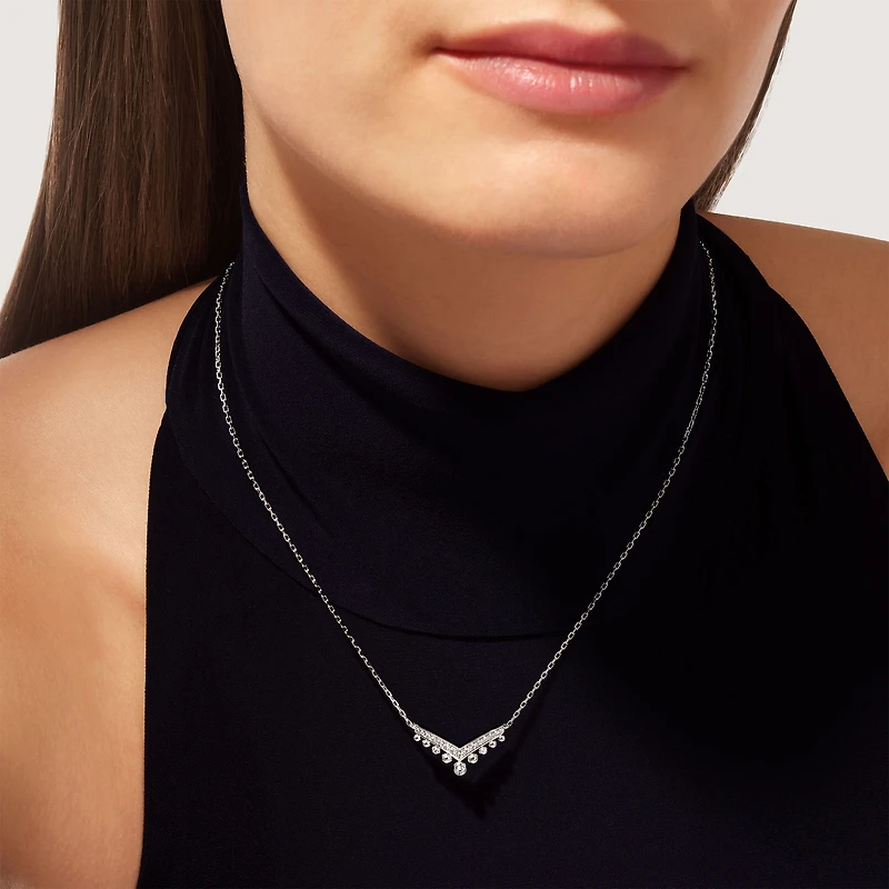 Josephine Aigrette White Gold and Diamond Pendant