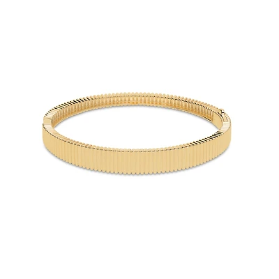 Yellow Gold Pleated Tapered Bangle