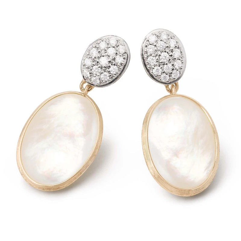 Siviglia Yellow Gold, Mother-of-Pearl and Diamond Drop Earrings