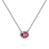 White Gold Ruby and Diamond Pendant Necklace