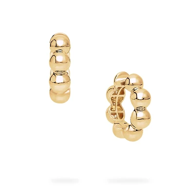 Yellow Gold Beaded Hoops