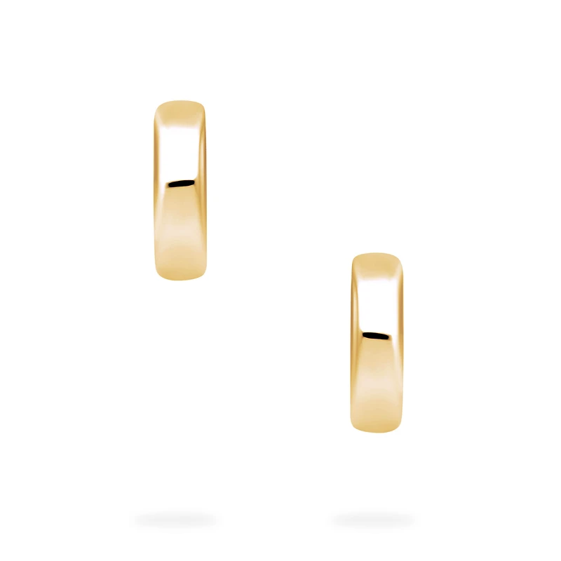 Yellow Gold Huggie Earrings, 13 mm