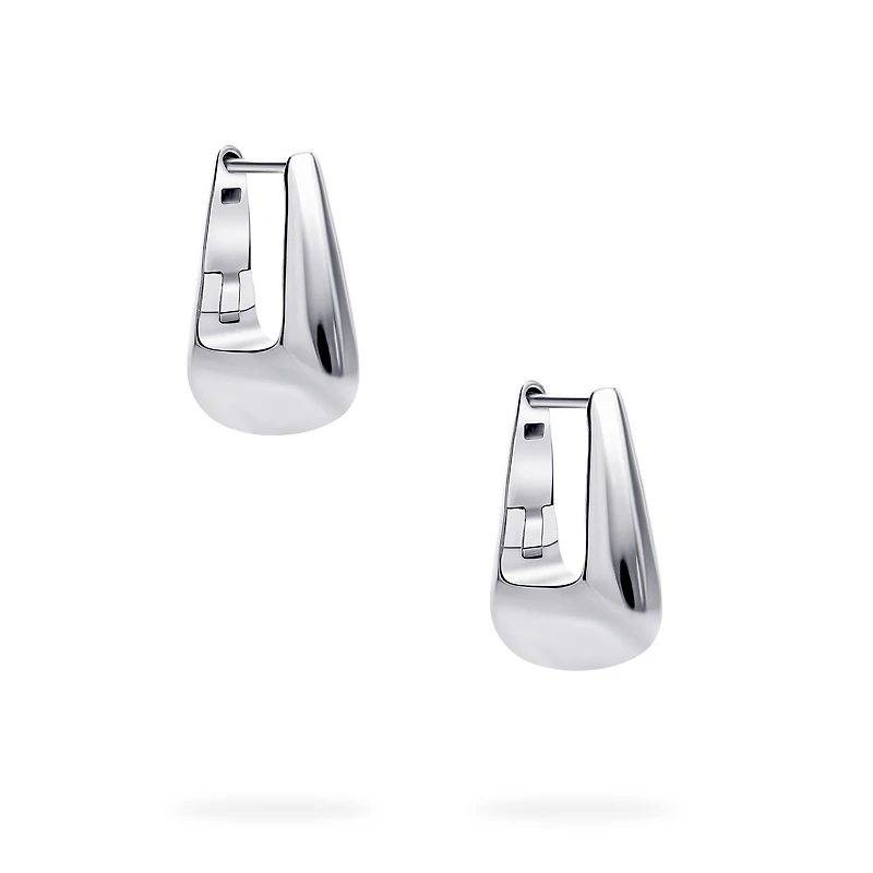 Sterling Silver Square Huggie Earrings