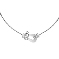 Force 10 Medium White Gold and Half Pavé Diamond Necklace