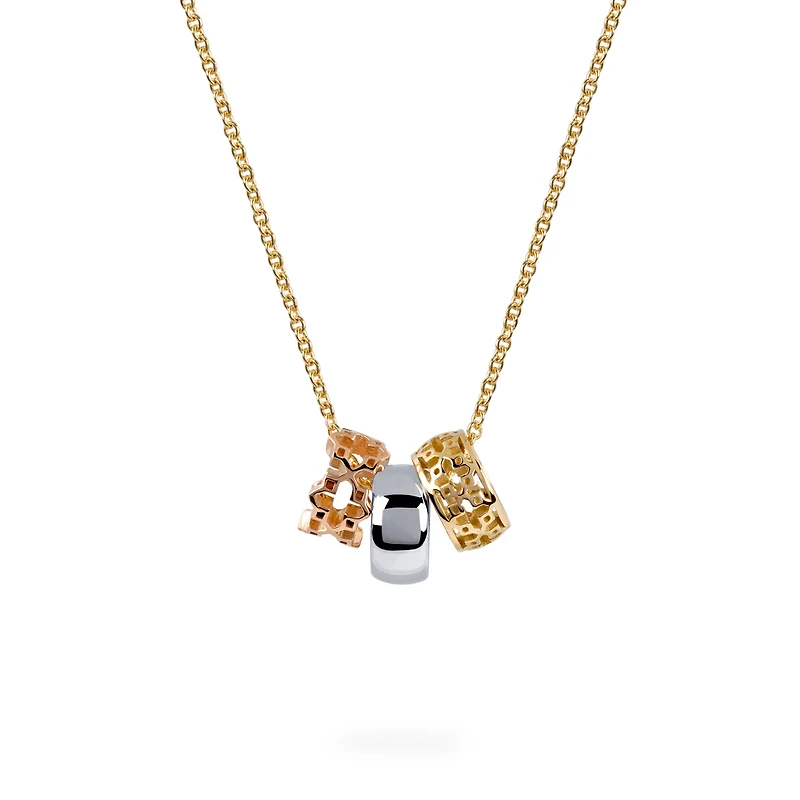 Three-Ring Pendant Necklace, Tricolour