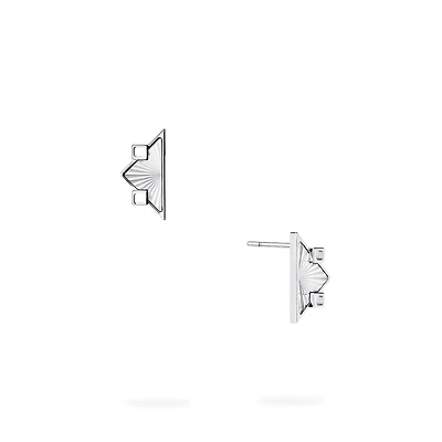 Guilloché Symmetric Sterling Silver Earrings, Small