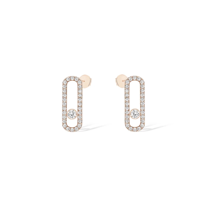Move Uno Medium Rose Gold and Diamond Pavé Stud Earrings