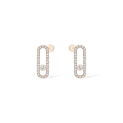 Move Uno Medium Rose Gold and Diamond Pavé Stud Earrings
