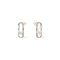 Move Uno Medium Rose Gold and Diamond Pavé Stud Earrings