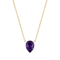 Pear Shape Amethyst Necklace in Yellow Gold