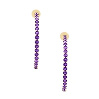 Amethyst Prong Set Hoop Earrings