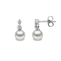 Classic White Gold, Pearl and Diamond Stud Earrings