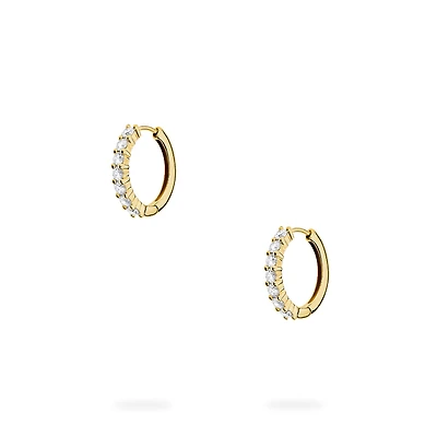 Diamond and Yellow Gold Hoop Earrings