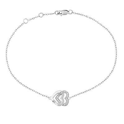 Double Coeurs R10 White Gold and Diamond Pavé Bracelet