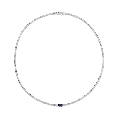 Sapphire Line Necklace in White Gold