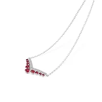 Josephine Aigrette White Gold, Ruby and Diamond Pavé Pendant