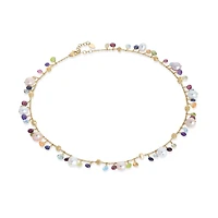 Paradise Yellow Gold, Semi-Precious Gemstone and Pearl Necklace