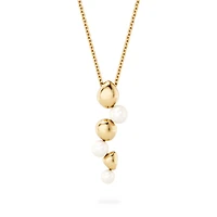 Drop Necklace in Yellow Gold with Pearls