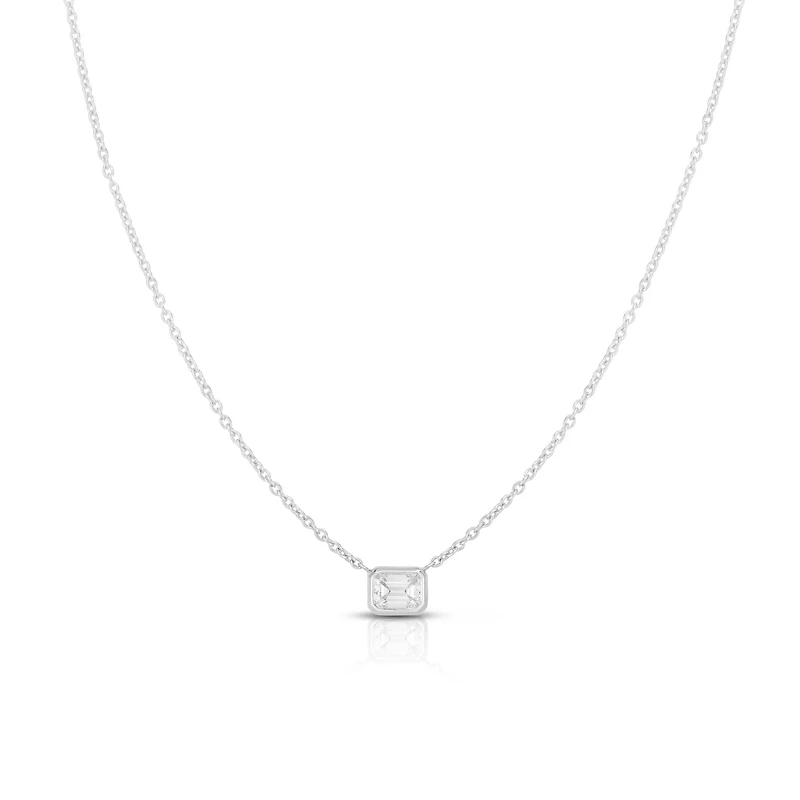 Diamonds By The Inch White Gold and Diamond Emerald Cut Pendant Necklace