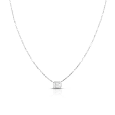 Diamonds By The Inch White Gold and Diamond Emerald Cut Pendant Necklace