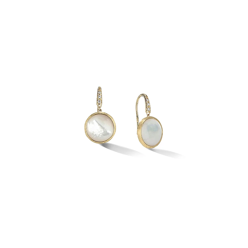 Jaipur Colour Yellow Gold, Mother-of-Pearl and Diamond Earrings