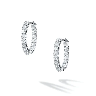 Diamond and White Gold Hoop Earrings