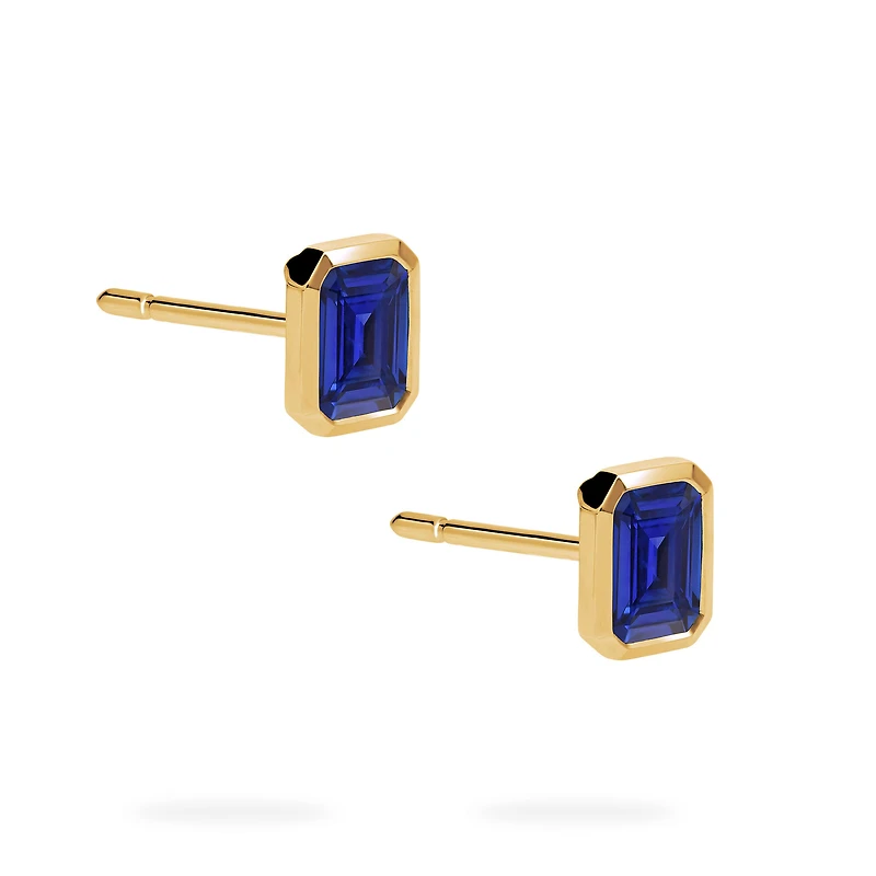 Yellow Gold Sapphire Stud Earrings