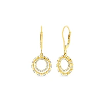 Yellow Gold and Diamond Drop Hoop Earrings