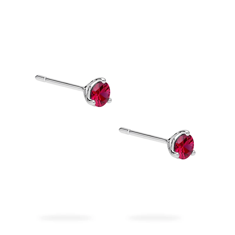 White Gold Ruby Stud Earrings