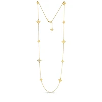 Princess Flower Yellow Gold and Diamond 6 Station Necklace