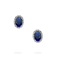 White Gold Sapphire and Diamond Stud Earrings