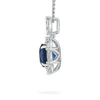 Sapphire Cushion-Cut Pendant with Diamonds in White Gold