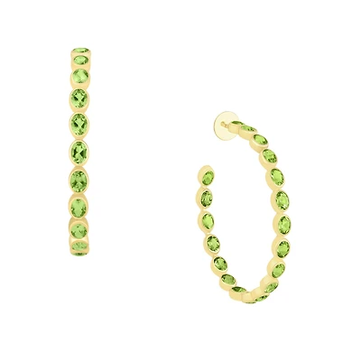 Peridot Bezel Set Hoop Earrings