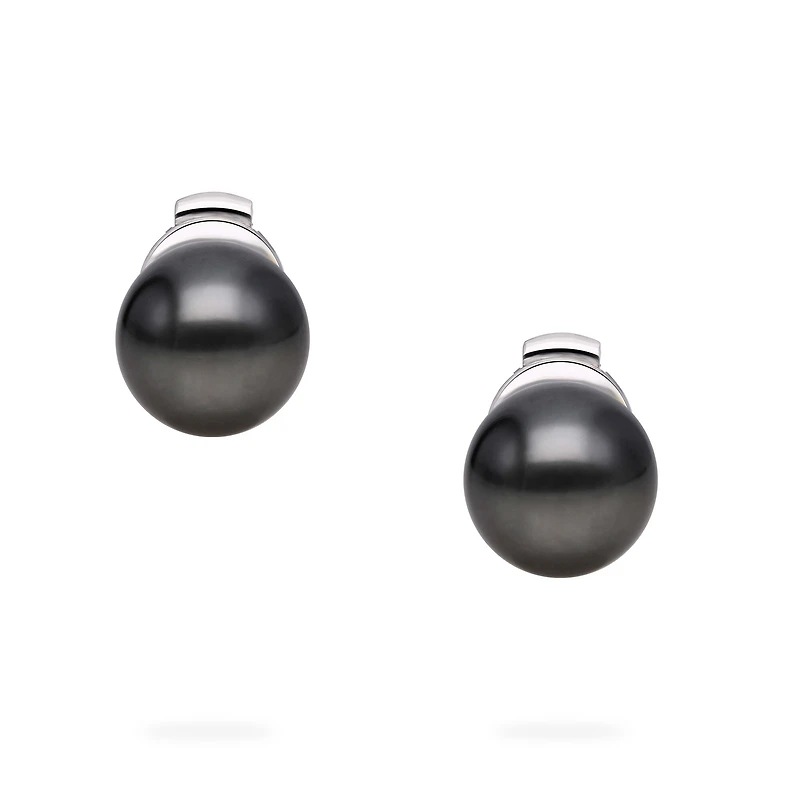 10-10.5 mm Tahitian Pearl Earrings in White Gold