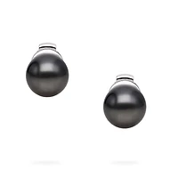 10-10.5 mm Tahitian Pearl Earrings in White Gold