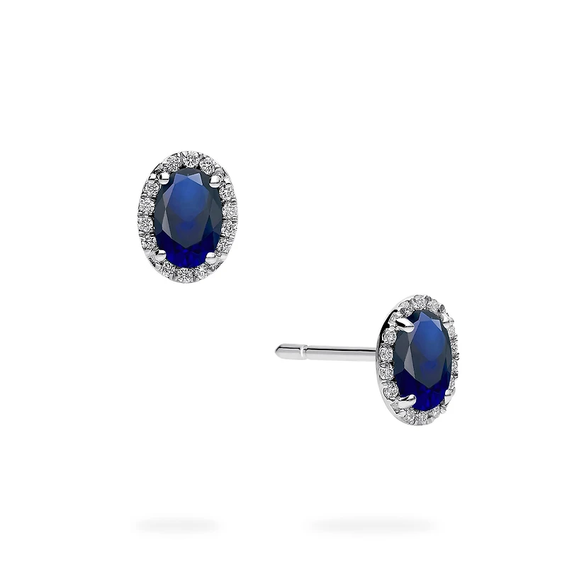 White Gold Sapphire and Diamond Stud Earrings