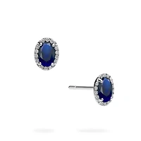 White Gold Sapphire and Diamond Stud Earrings