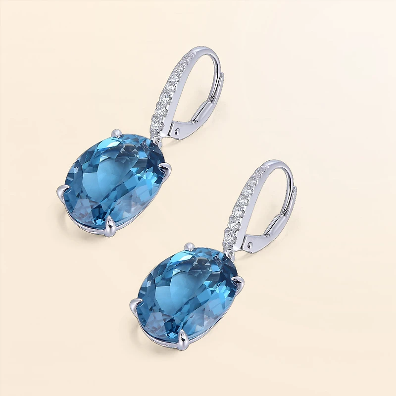 London Blue Topaz Earrings in White Gold