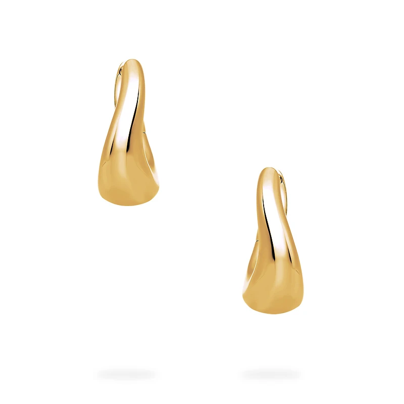 Yellow Gold Curved Hoop Earrings