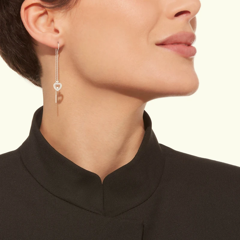 Pretty Woman Extra Small White Gold and Diamond Heart Single Drop Earring
