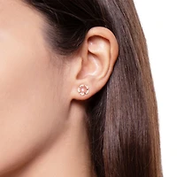 Figlia dei Fiori Rose Gold, Pink Chalcedony and Diamond Pavé Stud Earrings