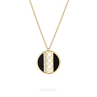 Onyx and Diamond Medallion Pendant Necklace, Large (25 mm)
