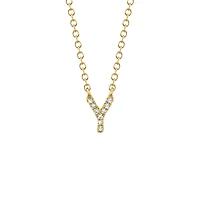Initials Gold and Diamond Pavé Letter Y Necklace